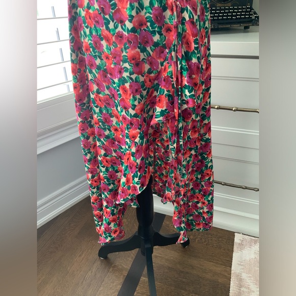 OLIVIA + JAMES Floral Red Pink Purple Midi Sleeveless V-Neck Dress Size Small - Picture 5 of 16